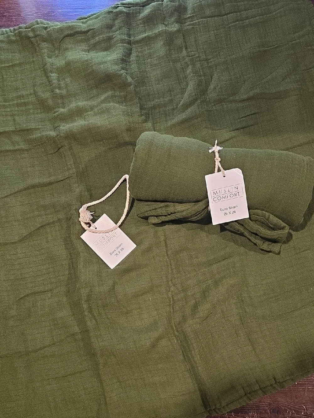 Muslin Comfort Euro Sham Set (2) - Moss Green